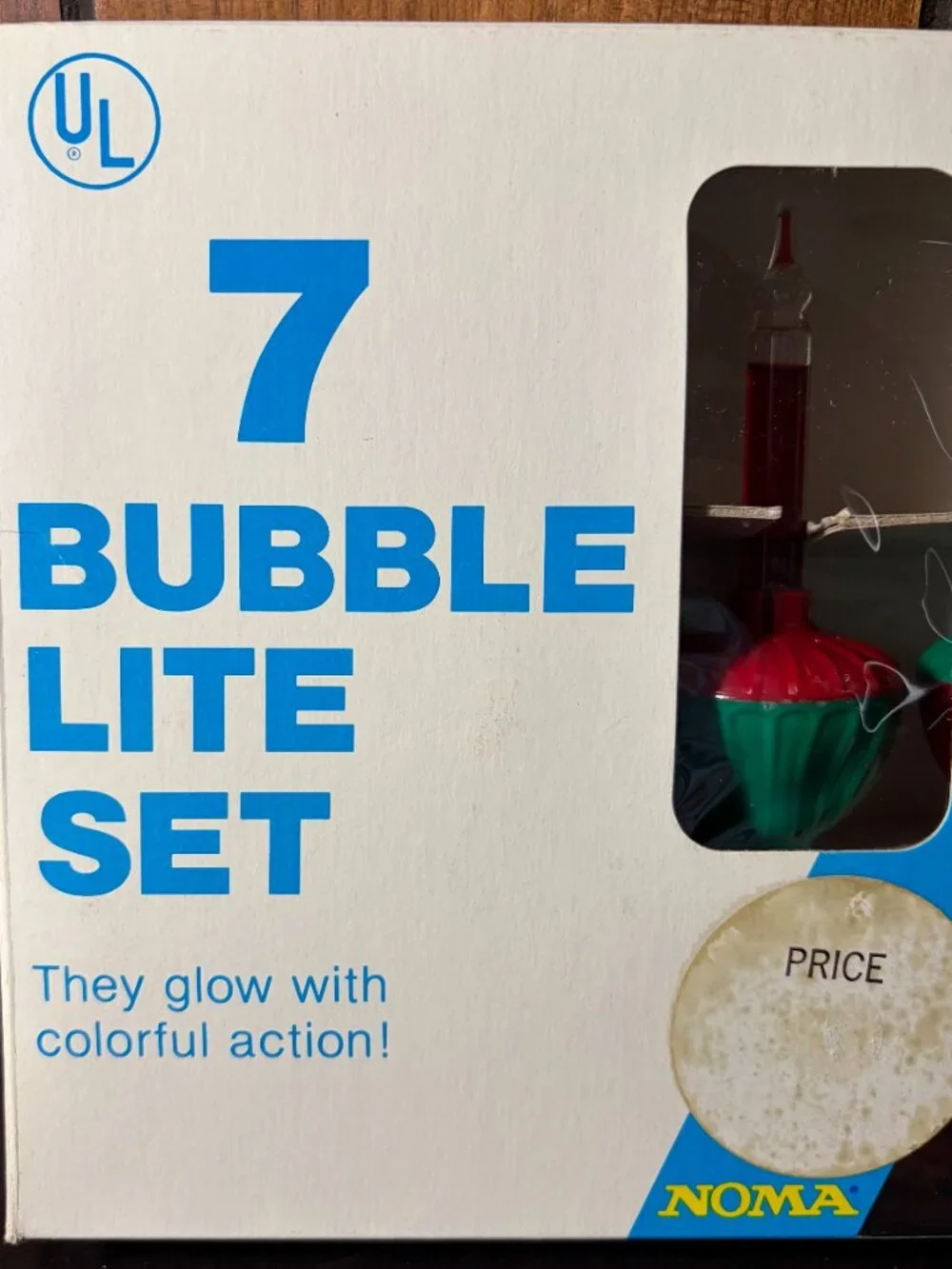 Vtg Noma 7 Piece Christmas Bubble Light Set in Original Box - Rare Working EUC